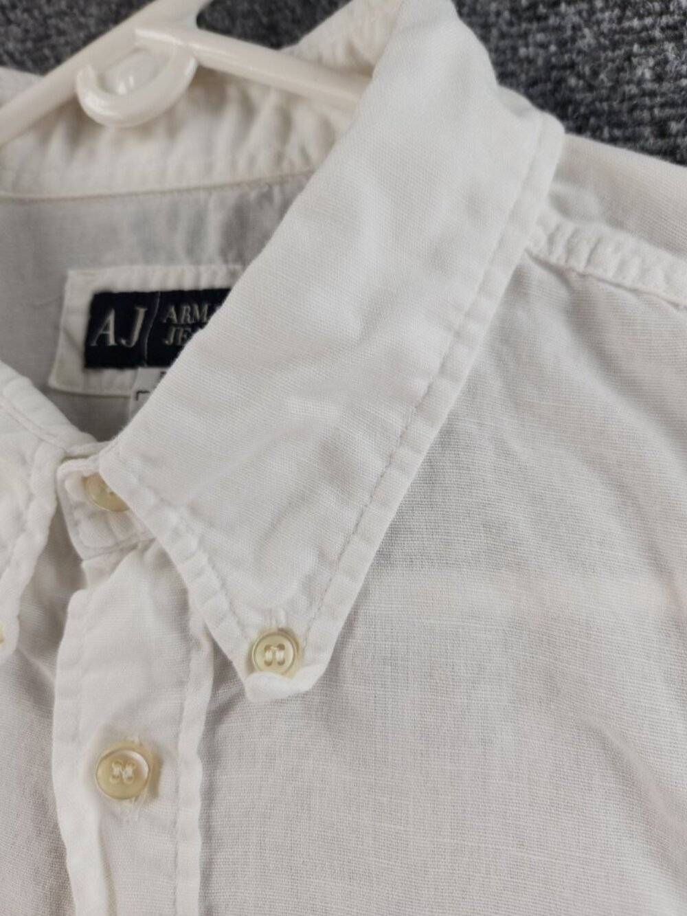 Armani Lightweight Linen Cotton Button-Down Large White Romania Solid Luxury - Picture 6 of 16